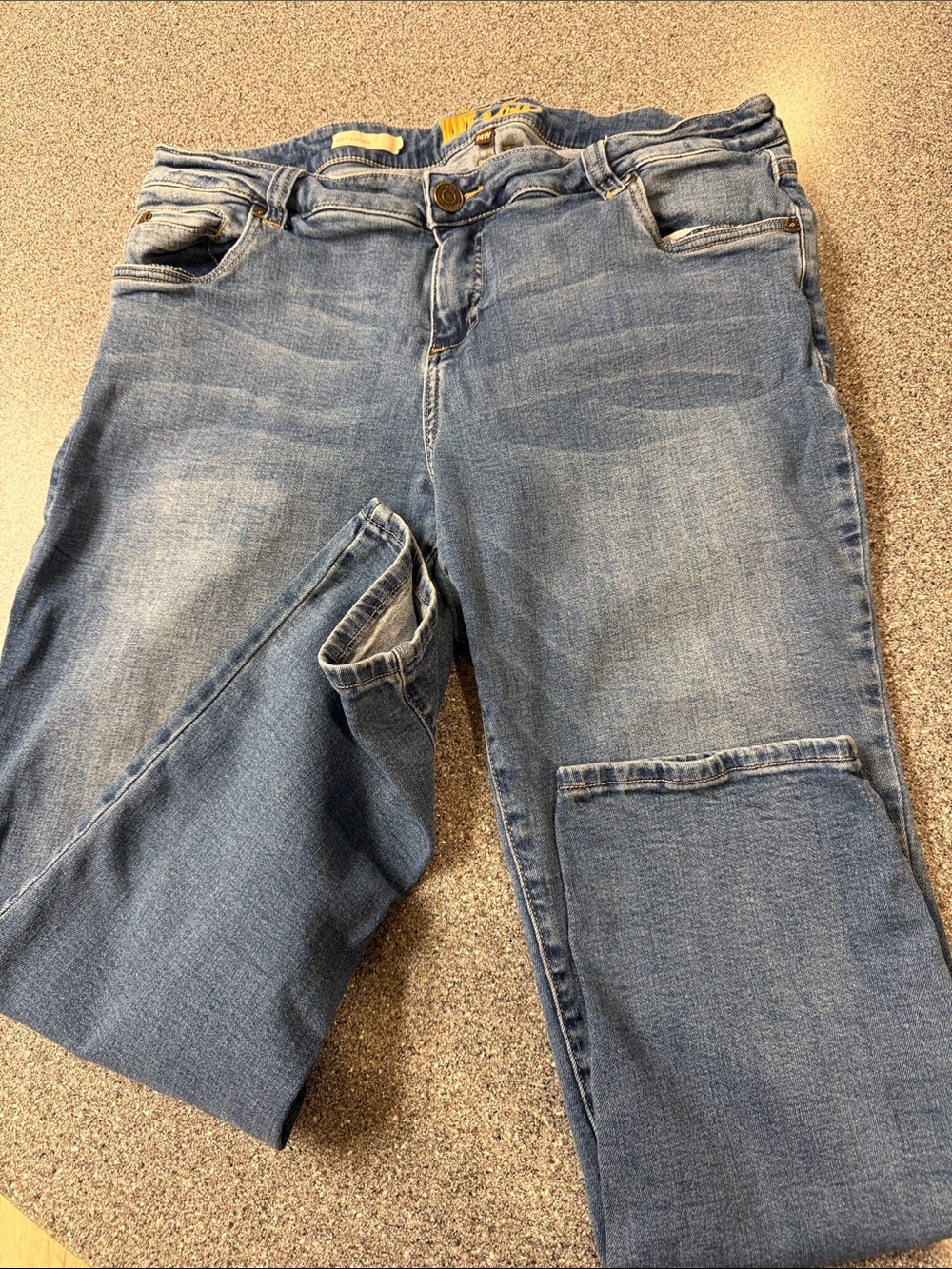 Women's wide leg Jeans in Light Blue Denim. Katy Boyfriend